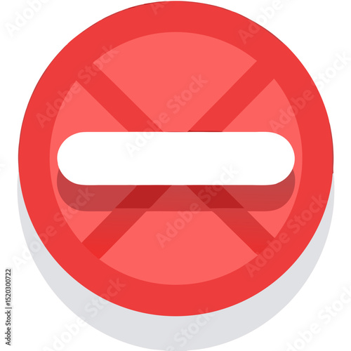 Red Circle with a White Minus Sign and Cross Symbol