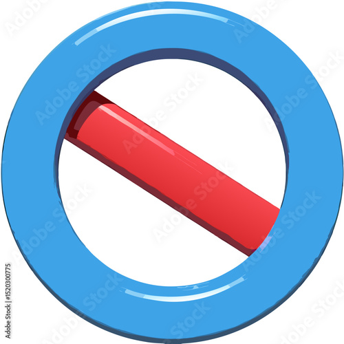 Blue circle with a blue bar across indicating prohibition