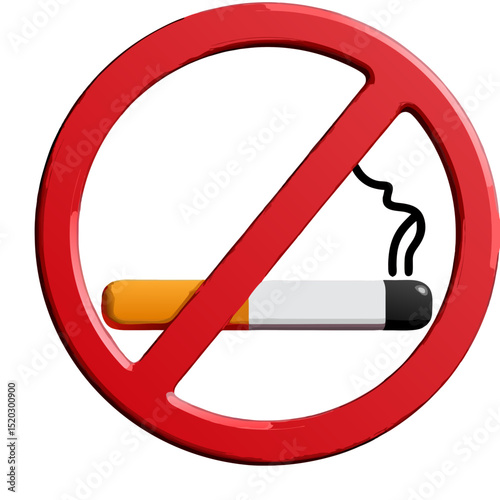 No Smoking Sign with Cigarette and Smoke Illustration
