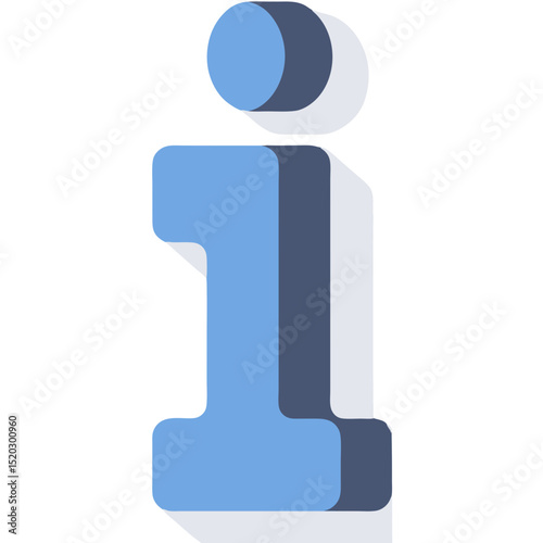 Stylized Blue Information Icon with 3D Effect and Shadow