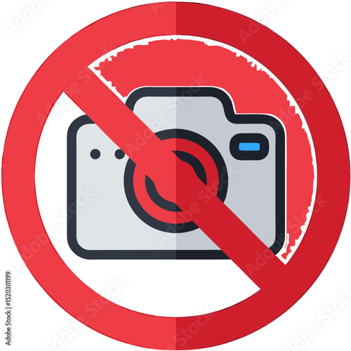 No photography sign with camera icon and red prohibition circle