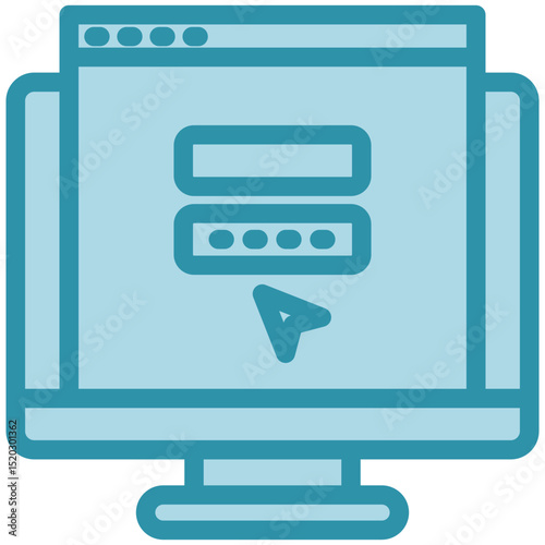 Login Page dual tone blue color, mini illustration icon. use for modern concept, print, UI, UX kit, web and app development. Vector related to account management, ecommerce, banking and finance.