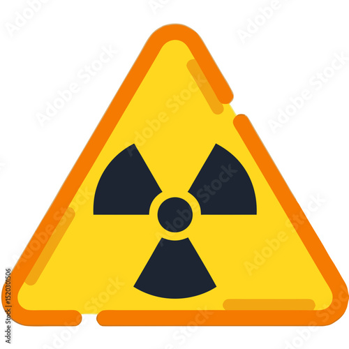 Yellow and Orange Radiation Warning Sign with Rounded Edges