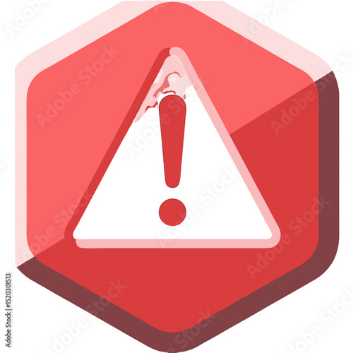 Red Hexagon Warning Sign with Exclamation Point