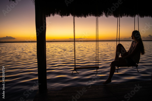 Conjunto de vistas y paisajes de la laguna de Bacalar, Quintana Roo photo