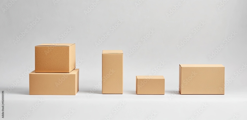 Fototapeta premium Stacked and assorted cardboard boxes