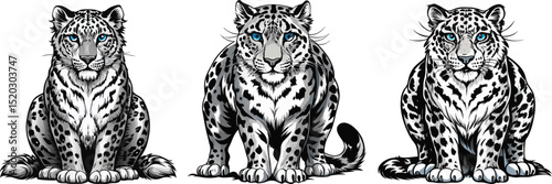 Three Snow Leopard Portraits