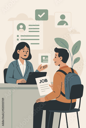 Job Search Assistance Vector. Career Counseling. Interview. Resume Review. Employment Consultation. Find a Job. Occupation Support. Recruitment Process. Hiring.