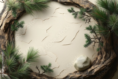 Rustic Wooden Frame with Pine Texture Nature-Inspired Minimalist Home Decor Background