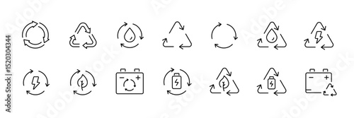 Eco-friendly recycling and energy icons for sustainable design projects