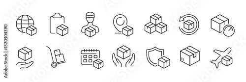 Delivery and logistics icons for shipping and e-commerce design