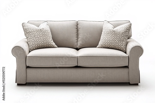 Cozy Modern Sofa. Elegant Tan Two-Seater for Stylish Living Room Decor