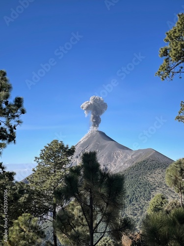 Volcano Acatenango erupting in Guatemala