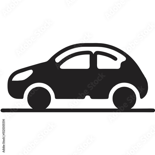 Silhouette of a compact car on a road simple vector illustration