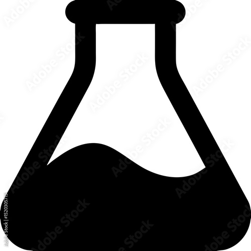 Black silhouette of a laboratory flask with liquid inside