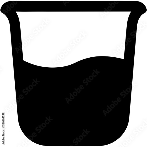 Black silhouette of a glass filled with a dark liquid