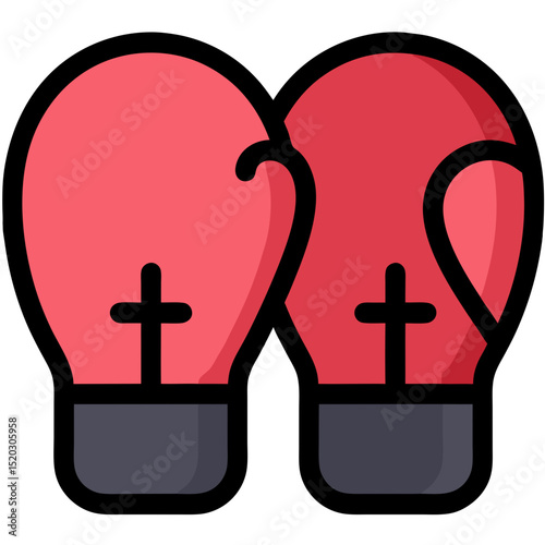 Pair of Red Boxing Gloves with Black Crosses Icon