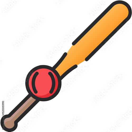 Cartoon depiction of a red lollipop with a brown stick