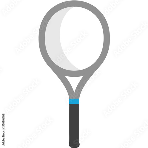 Stylized Tennis Racket Illustration with Gray Frame and Black Handle