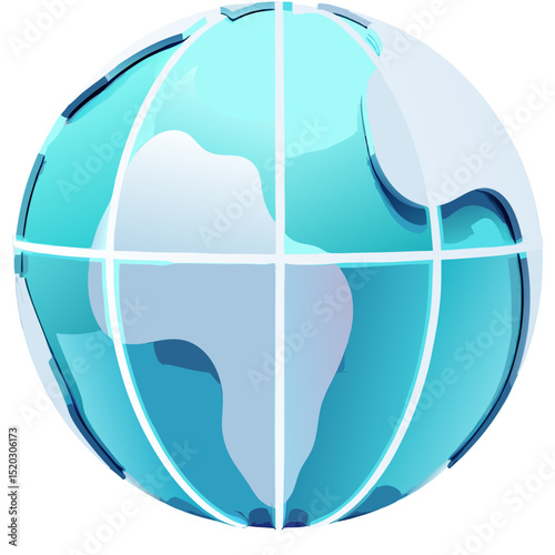 Abstract Globe with Blue Tones and Segmented Design