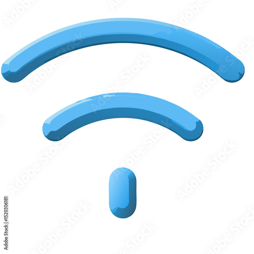 Stylized WiFi Symbol with Blue Brush Strokes on Transparent Background