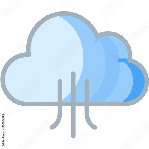 Stylized Cloud with Vertical Lines Representing Wind or Airflow