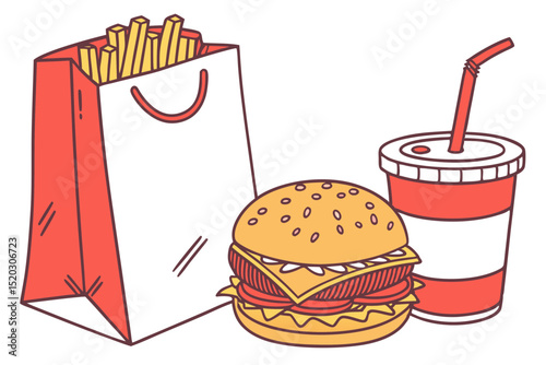 A Delicious Fast Food Meal with Burger and Fries
