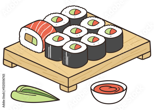 A Delicious Assortment of Sushi Rolls Ready to Eat