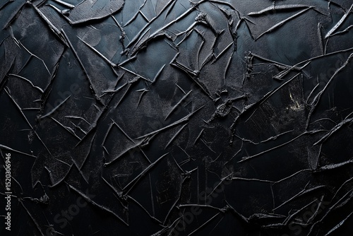 Abstract Black Texture Background. Cracked Surface Design with Rugged Industrial Style for Artistic Home Decor and Visual Art