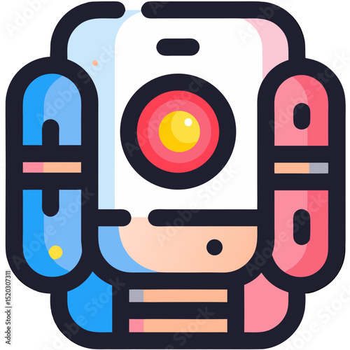 Stylized Smartphone with Camera Lens and Grip Accessories Icon