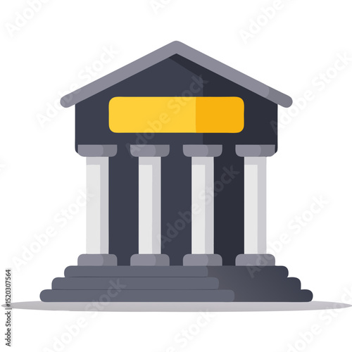 Stylized Icon of a Classical Building with Columns and Steps