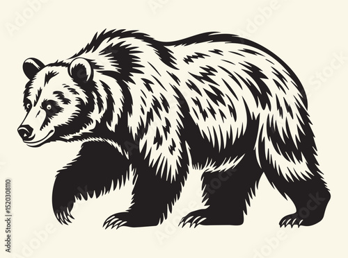 Bear Silhouette with Majestic Forest and Mountain Scene Inside, Bear SVG, Bear Silhouette