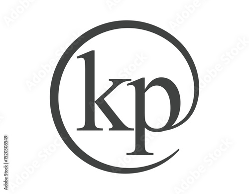 KP logo from two letter with circle shape email sign style. K and P round logotype of business company