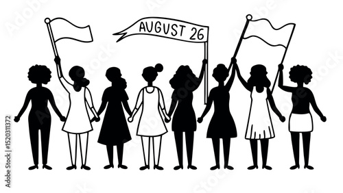 women's equality day, 26 August, women's equality day stock illustration, background, greeting card, eps file.

