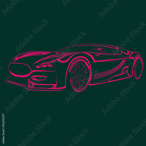 super fast sports car lineart