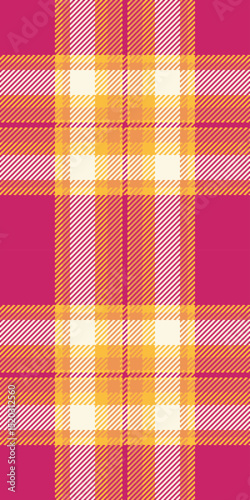 Vibrant pink, orange, and cream plaid pattern.  Perfect for textile design, fashion, website backgrounds, or any project needing a cheerful, stylish texture.