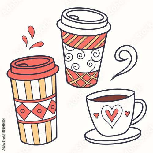 A Variety of Coffee Cups and Mugs vector Illustration