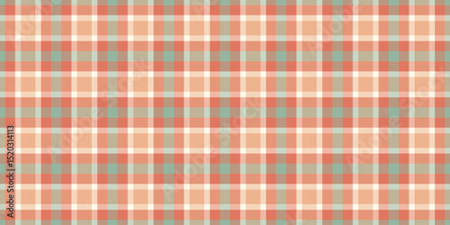 Victorian vector seamless fabric, stationary check texture background. Clothing tartan textile plaid pattern in orange and light colors.