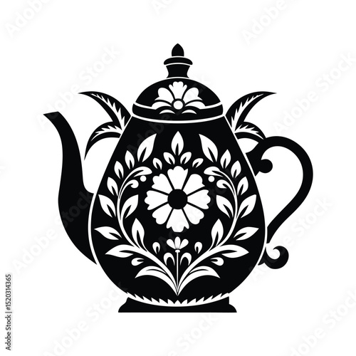 stylish water kettle silhouette with white background
