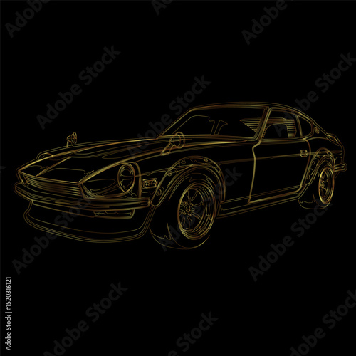 super fast sports car lineart