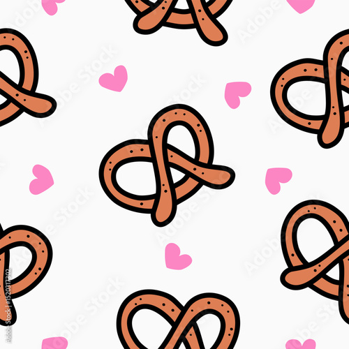 Cute pretzel pattern background vector design