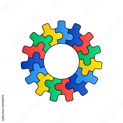 Colorful puzzle gear vector isolated on white background.	