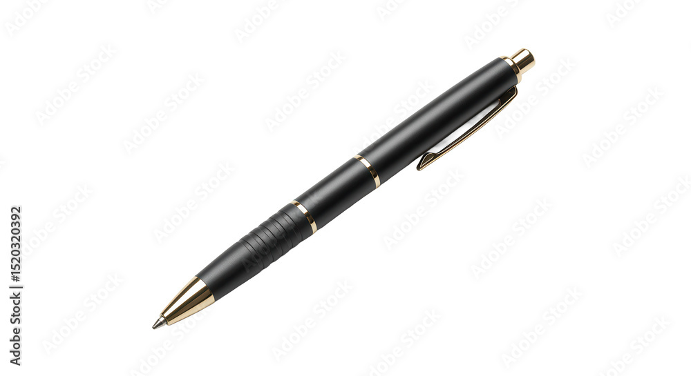 Elegant black pen with gold accents on a transparent background Elegant black pen with gold accents on a transparent background
