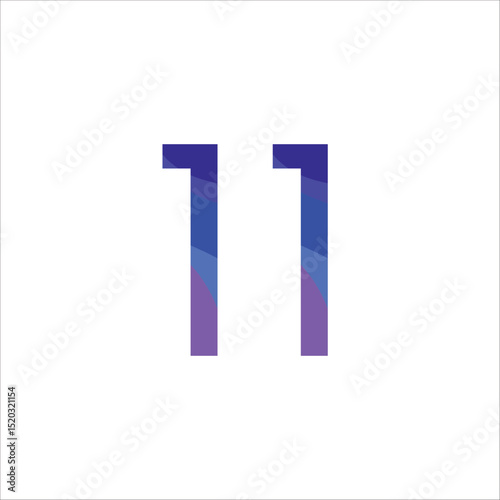 Colorful Gradient Number 11 Design with Modern Typography on White Background