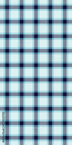 Close up textile fabric background, shop vector check pattern. Track tartan plaid seamless texture in light and cyan colors.