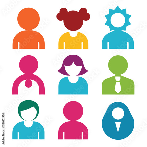 Colorful abstract icons representing diverse individuals and different personalities