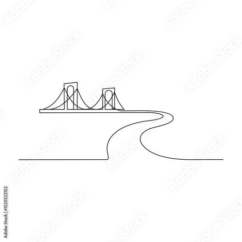 One continuous line drawing of a connecing bridge  vector illustration. National development theme design in simple linear style concept. Suitable for your asset design.