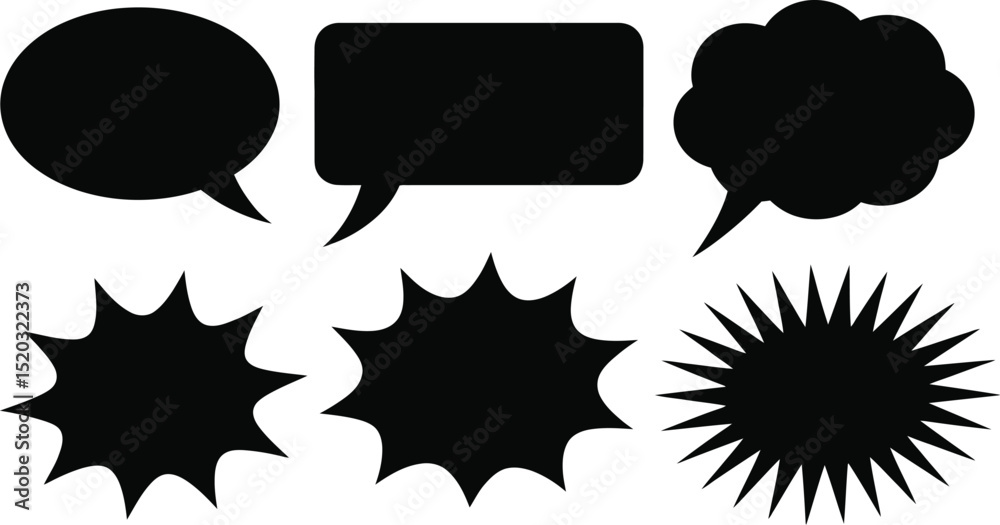 A vector set of cartoon comic speech bubbles and talk clouds for communication, thought, and chat