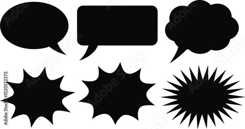 A vector set of cartoon comic speech bubbles and talk clouds for communication, thought, and chat