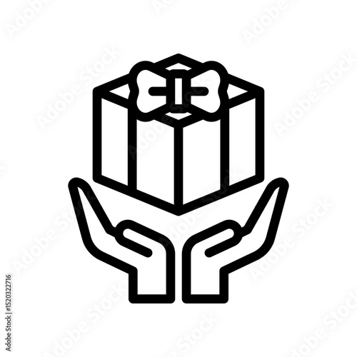 Gift Icon Depicting Present in Hands with Bow for Generosity Concept